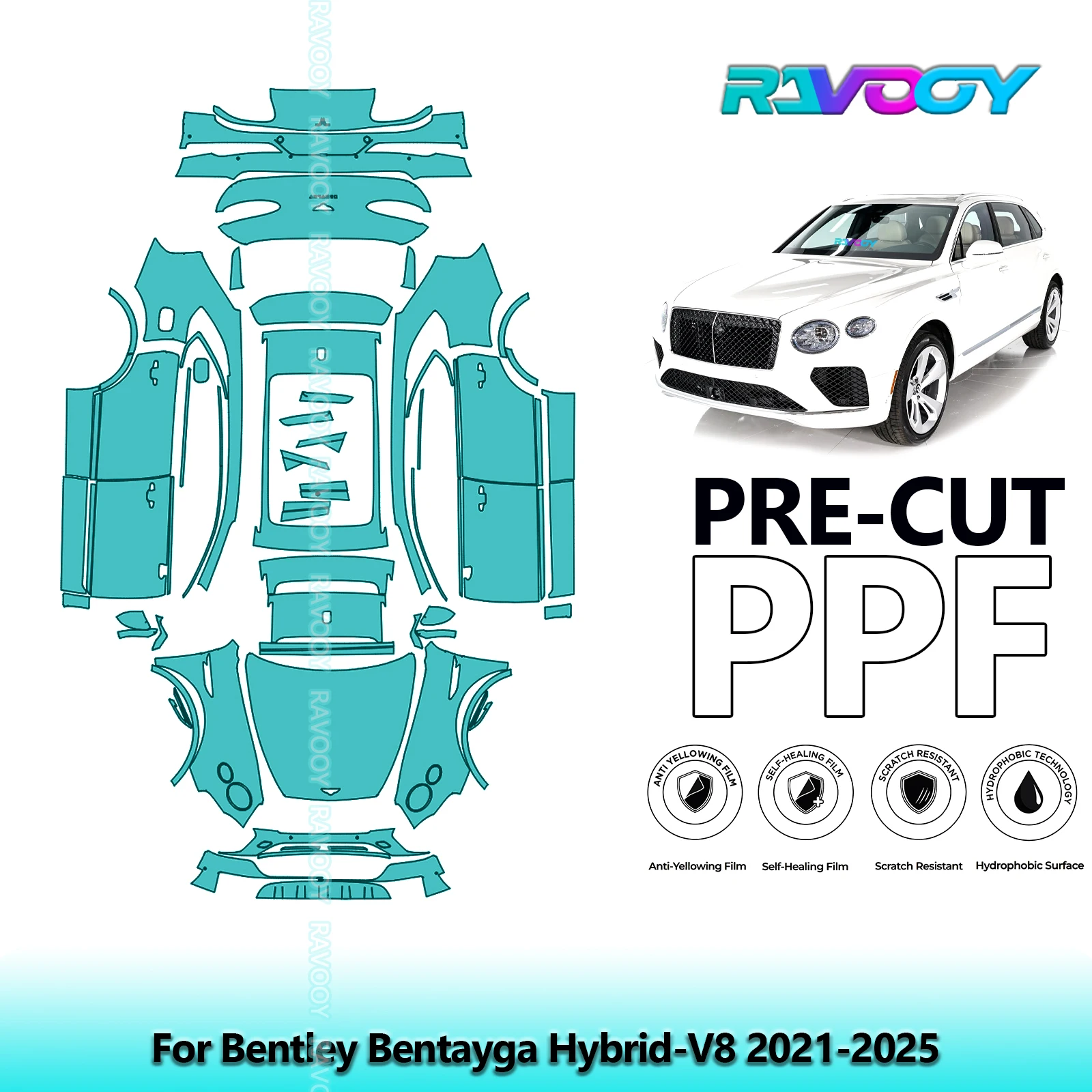 

Full Vehicle Clear Bra Precut PPF Paint Protection Film For Bentley Bentayga Hybrid-V8 2021-2025