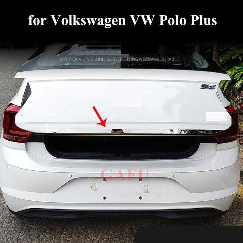 

Car Sticker for VW Polo Plus 2019 2022 2021 Accessories Stainless Steel Back Door Tailgate Trim 1Pcs Truck Door Decoration Strip