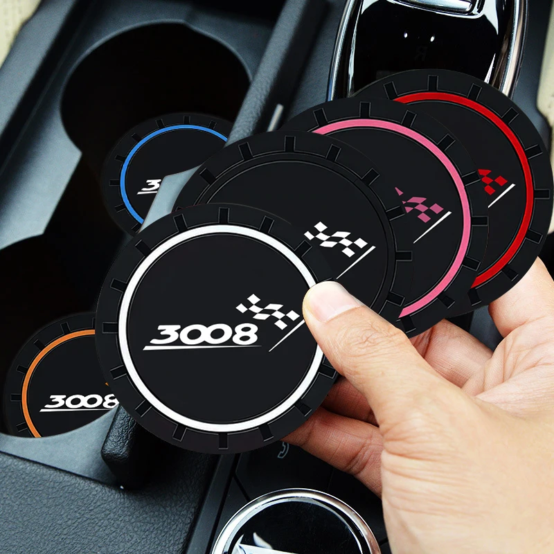 1Pcs Car Coaster Water Decoration Cup Silcone Pad Anti Slip Mat Accessories For Peugeot 3008 gt line 2017 2010 2019 2020 2011