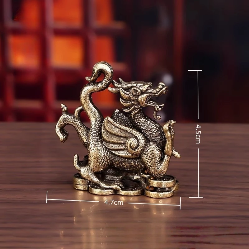 Brass Four Great Divine Beasts Figurine Azure Dragon White Tiger Suzaku Xuanwu Desk Home Decoration Living Room Office Ornament