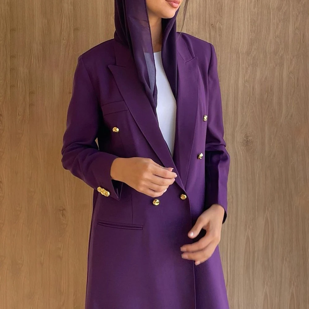 

Элитный женский костюм из Дубая: двубортный пиджак с острыми лацканами, длинный, на заказ, модный комплект из 1 предмета, коллекция 2026