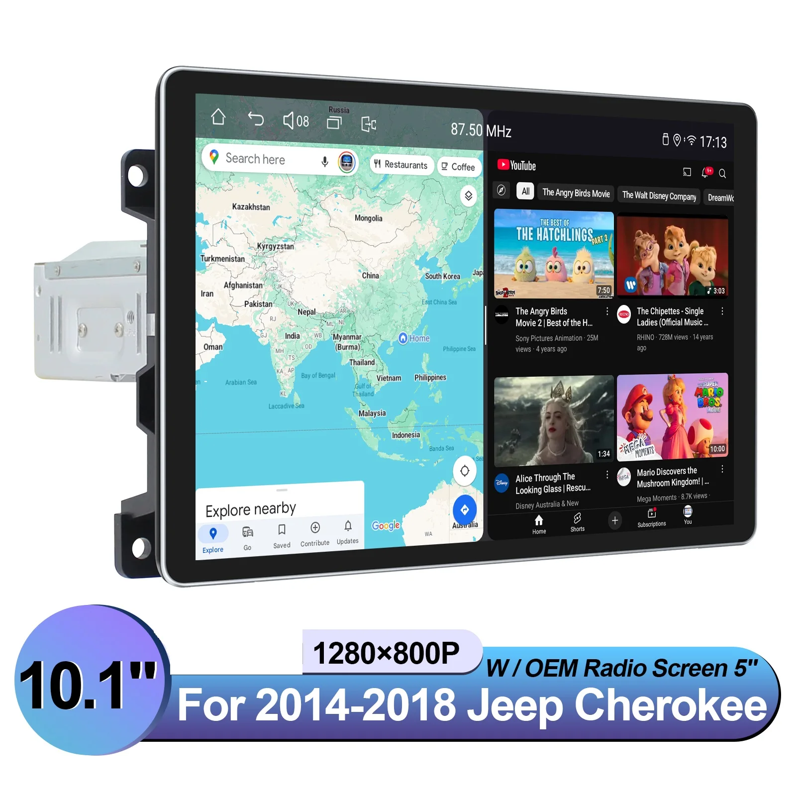 JOYING Android Car Stereo Upgrade Carplay Radio For Jeep cherokee 2014-2018 Uconnect Compatible Door/AC Info US Version
