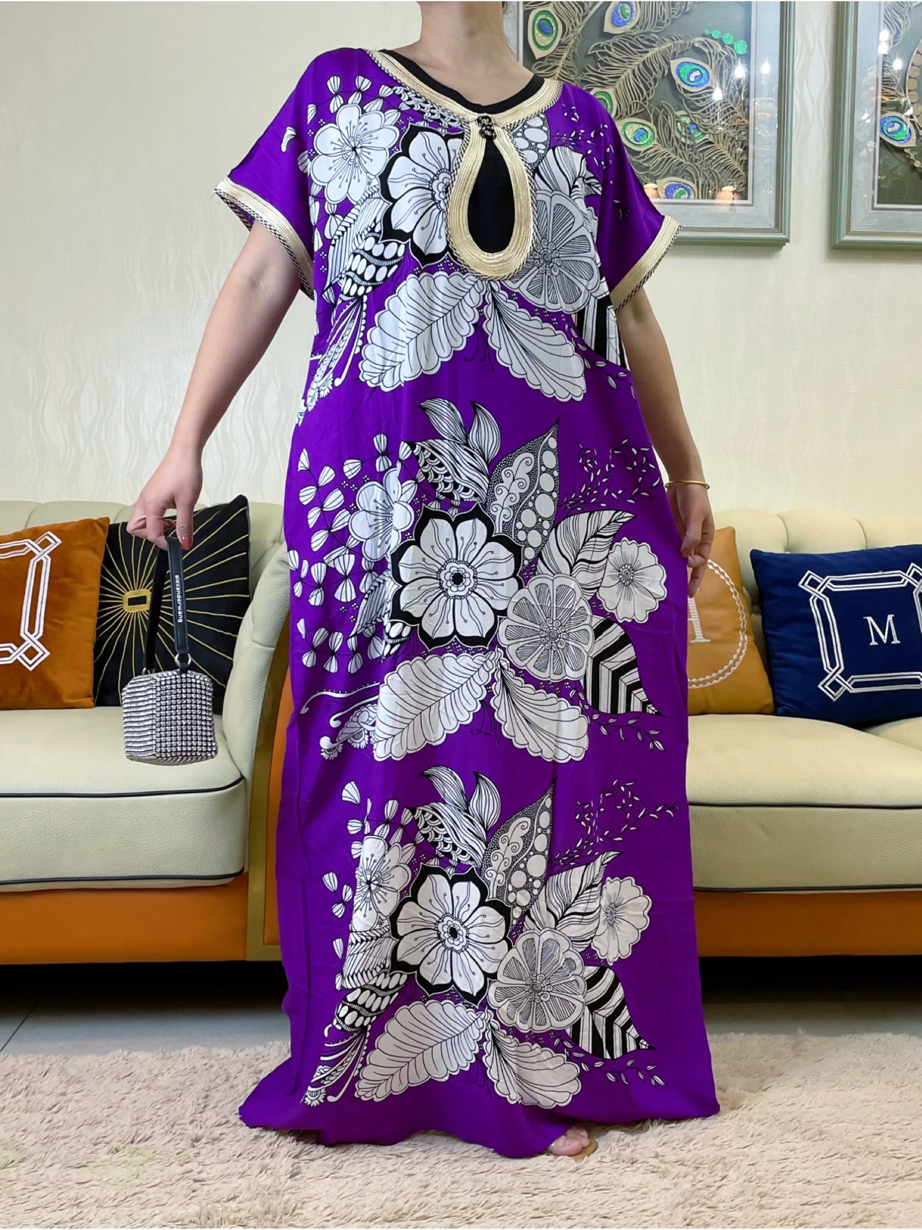 2023Summer Short Sleeve Dress Dashikiage New Arrival Women\'s 100% Cotton African Print Dashiki Stunning Elegant Ladies Dresses