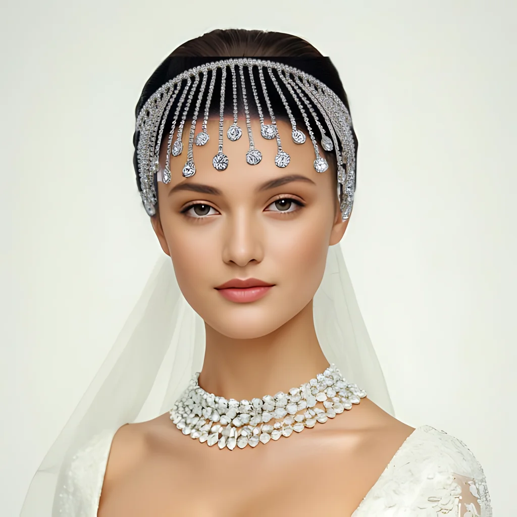 

Bride headdress Rhinestone Tassels Headband Bridal Wedding Headwear Popular Woman Party Hair Accessories Jewelry Gifts HP558