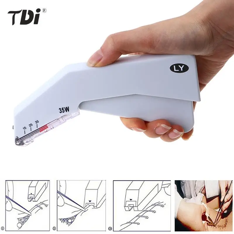 1pcs Suture Stapler Sterile Skin Stapler 35 Wide Preloaded Staples Vet And Medical First Aid Use Health Care Tools