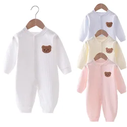 Macacão de urso de algodão para bebê, macacão infantil, recém-nascido, macacão monocromático para meninos e meninas, outono, primavera, fofo, 0-18m