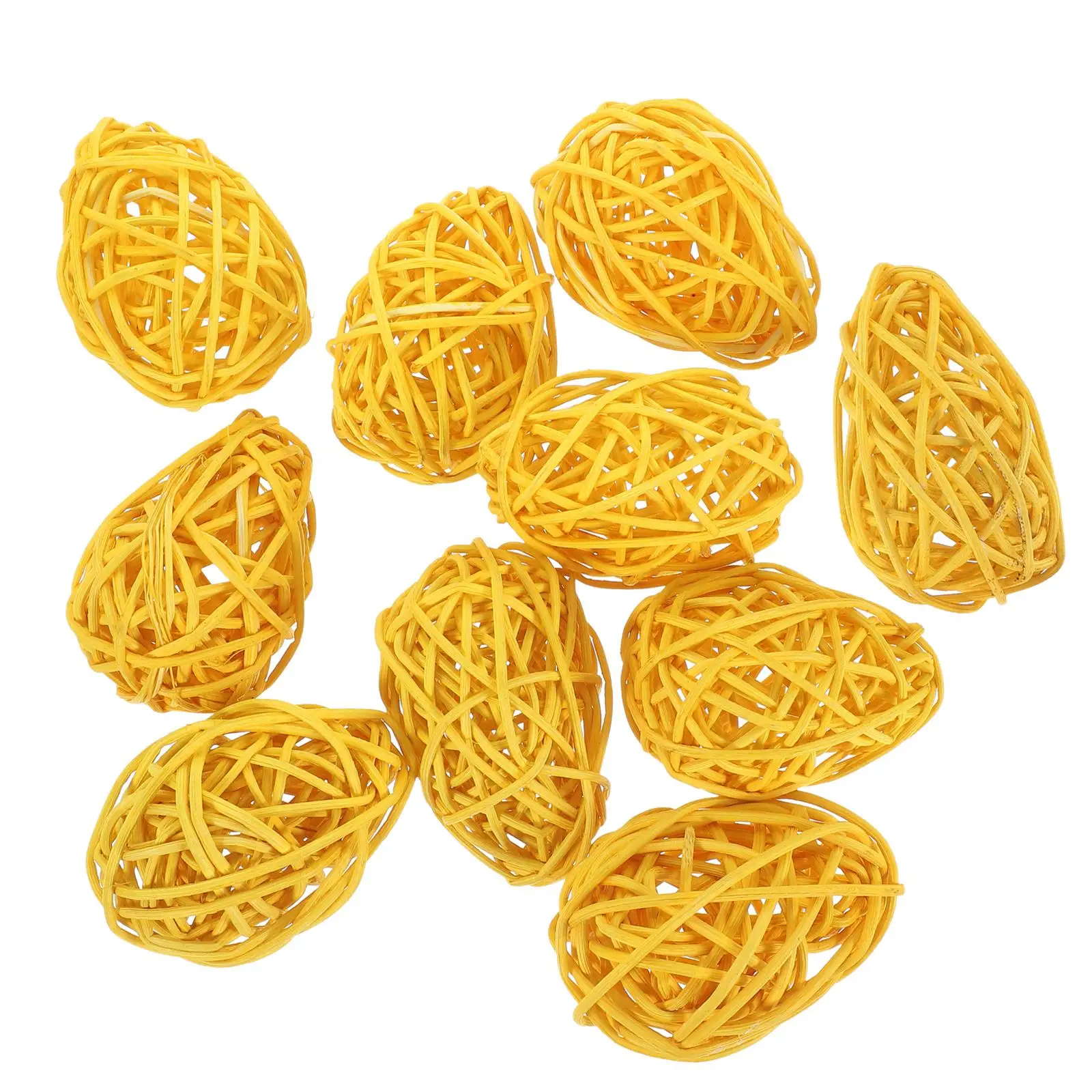 

Eggshell Easter Decorative 6.5cm Natural Rattan Oval Takraw Ball (yellow) 10pcs Supplies