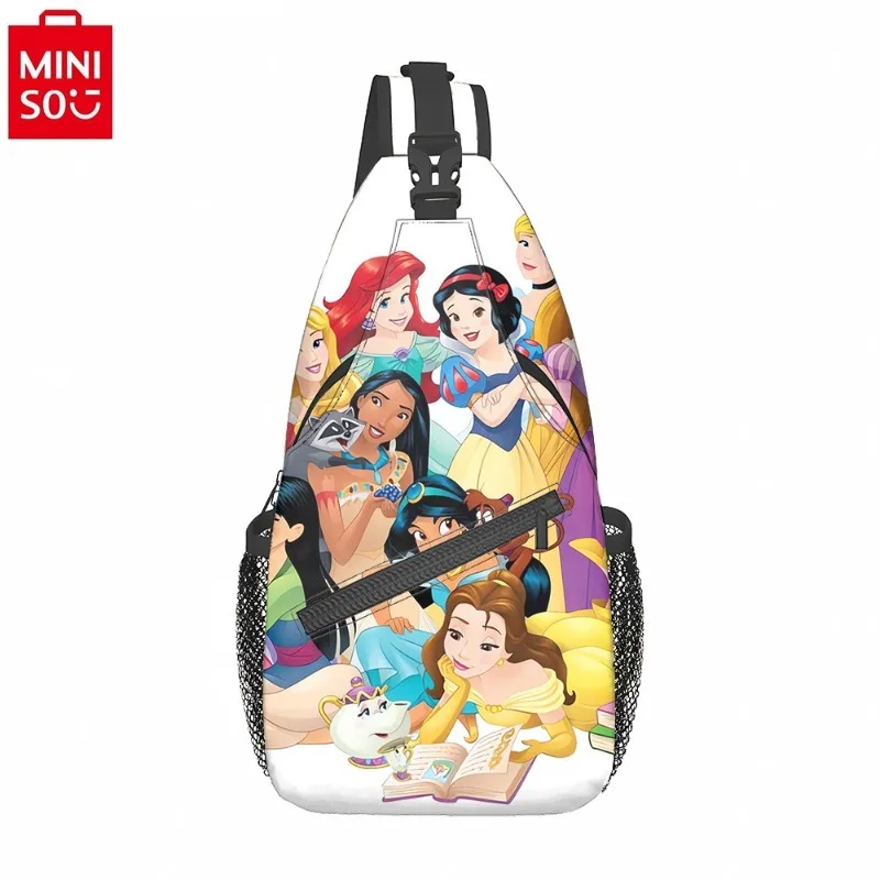 MINISO-Disney Bolsa de Cintura Branca de Neve para Meninas, Anime Cartoon, Doce, Fresco, Versátil, Multi Funcional, Armazenamento, Bolsa Peito para Telefone