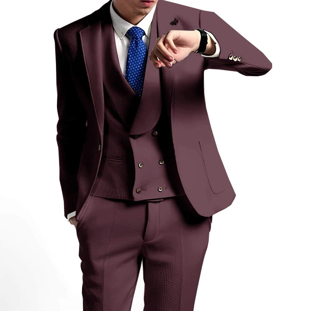 White Men's Formal Suit 3-piece Business Work Clothes Wedding Groom Tuxedo Tailor-made Outfit for Male XS-5XL