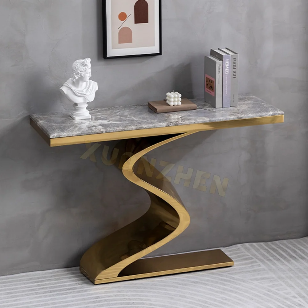 Living room furniture gold stainless steel console table luxury marble console table modern console tables