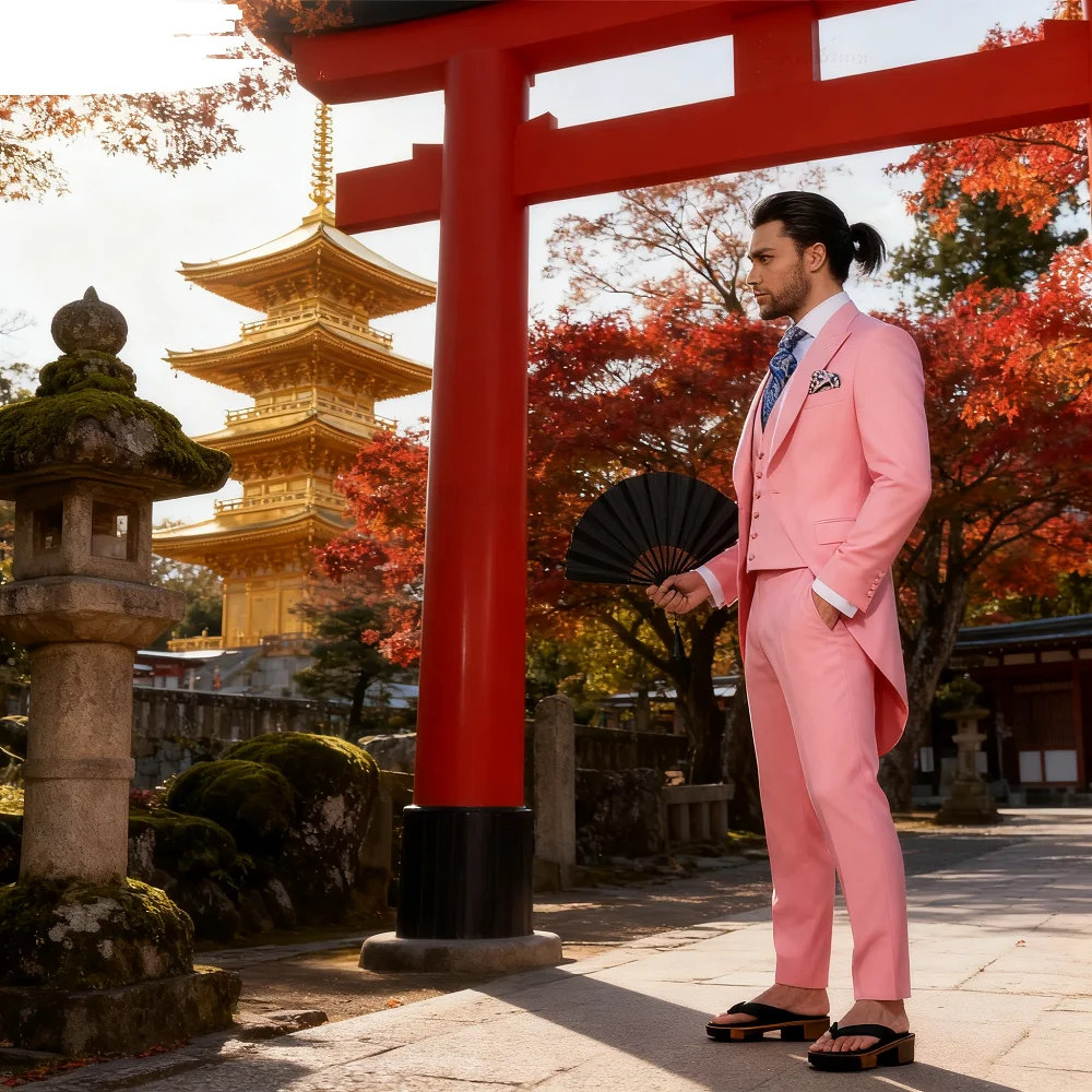 

Men's Formal Terno Fino Adjusted Smoking Suit 3-Piece Blazer Jacket Vest Pants Wedding Groomsmen's Suit Negocios Traje