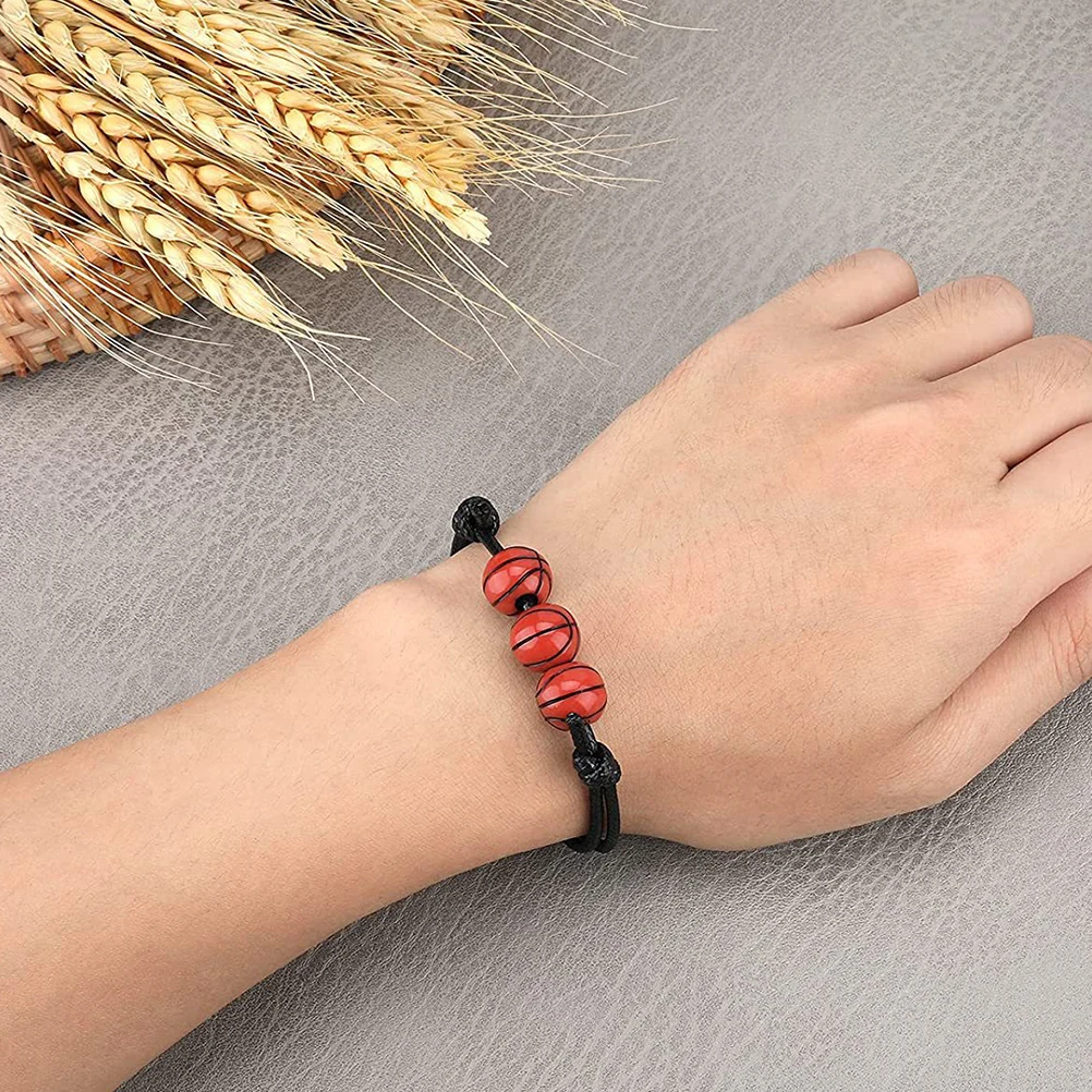 

3pcs Sports Themed Wrist Adjustable Ball Bracelet For Women Men Decorative Sports Accessory Cotton Resin Bracelet Gift For Kids