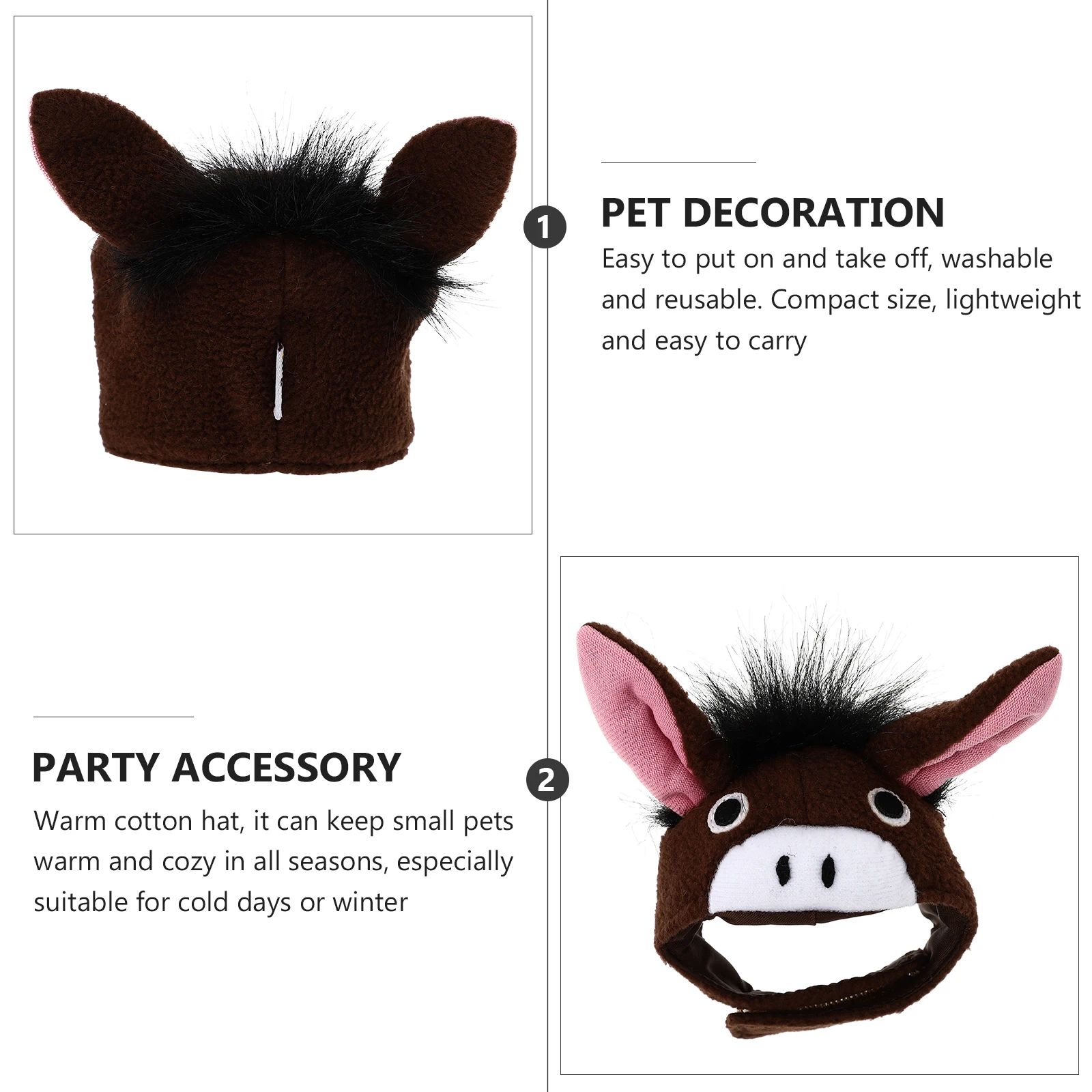 

Pet Headgear Donkey Ear Warm Cotton Hat For Hamster Guinea Pig Rabbit Kitten Small Pets Party Photo Shoot Accessory