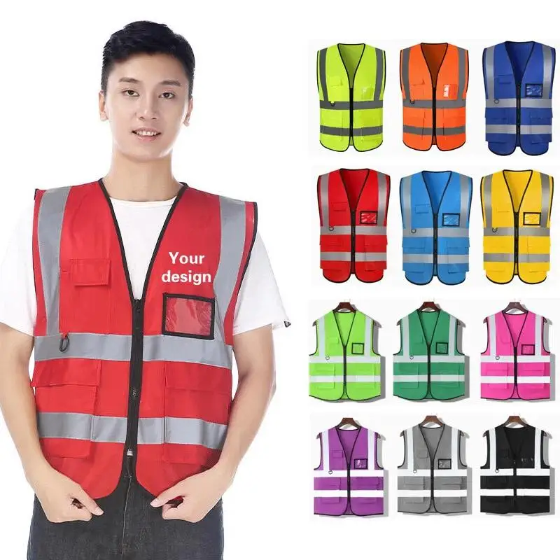 Engineering Construction Vest Customized Logo Multi Pocket SWork Clothes Garden Duty And Environmental Sanitation Vest
