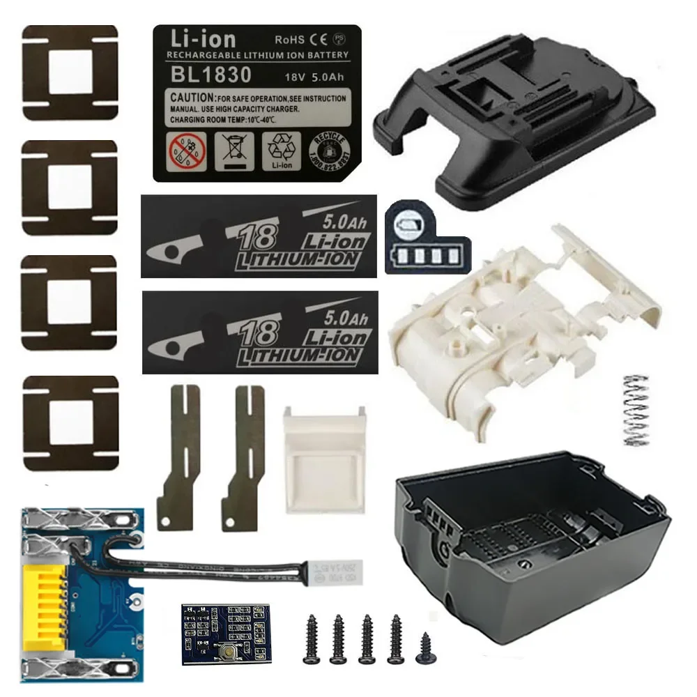 Imagem -04 - Caixa de Bateria de Íon-lítio Placa de Circuito de Proteção de Carregamento Pcb para Makita 18v Bl1830 3ah 4ah 5ah 6ah Etiqueta Led Indicador de Bateria