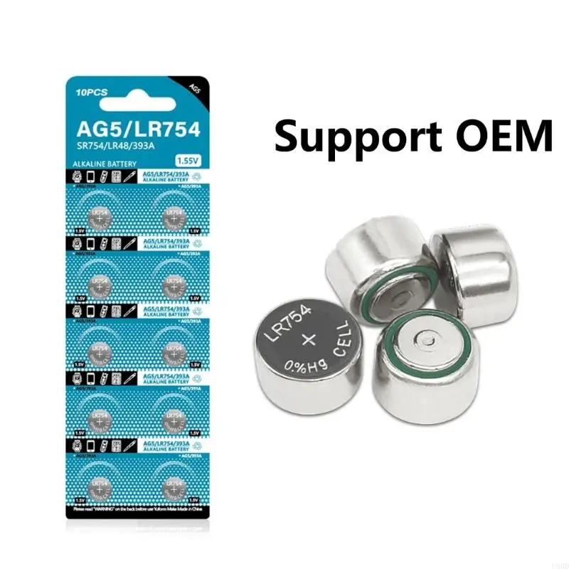 2025 New 10Pcs AG5 Button Cell Batteries 1.55V LR754 193 SR754 546 RW28 939A LR48 D309
