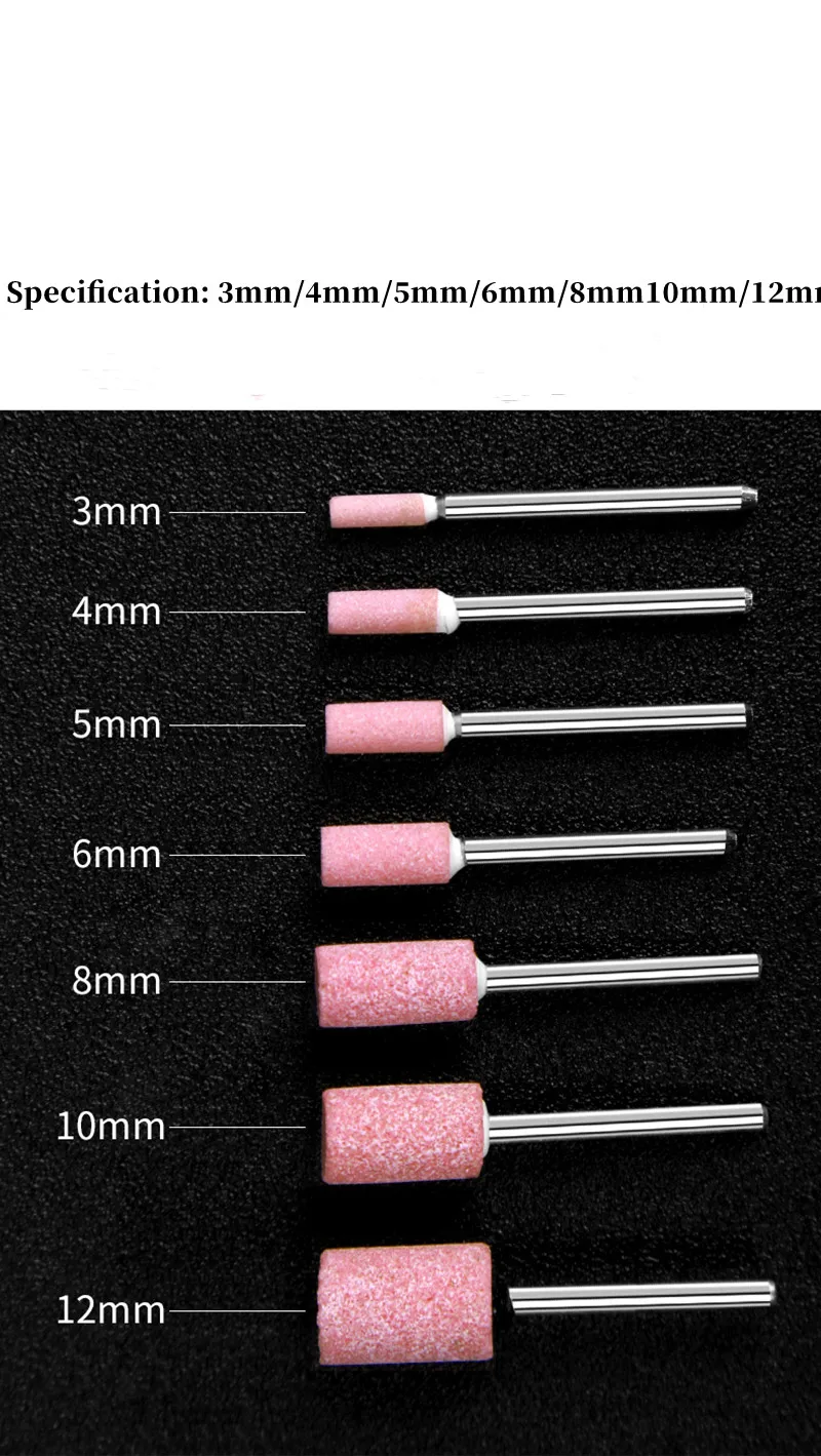 คอรันดัมสีแดง3-12มม.กระดาษทรายหัวหัวทรงกระบอก/ชี้ประเภทไม้แกะสลักหยกโลหะขัด