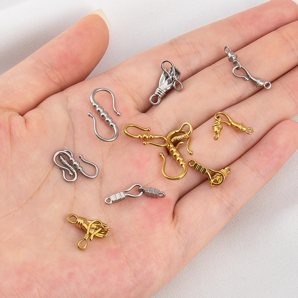 2pcs Stainless Steel Gold Plated Hand-Shape Boat Anchor S-shaped Connection Buckle for DIY Bracelet Clasps Jewelry Accessories view 5