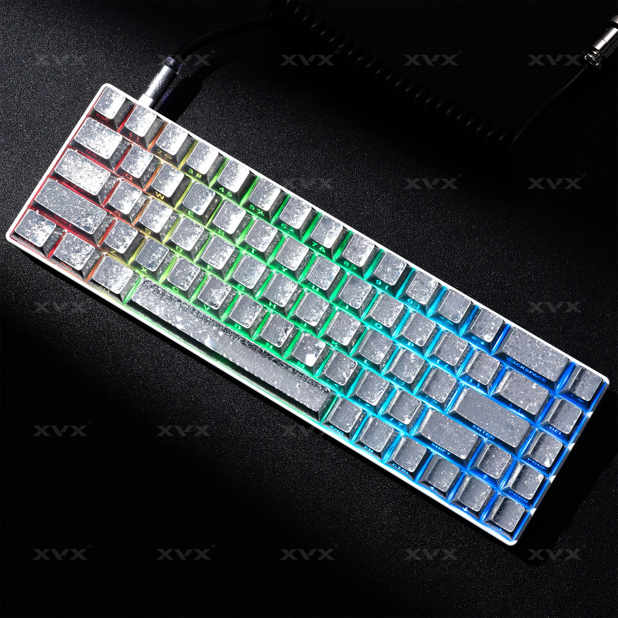 XVX – capuchons de touches en PBT doré, série feuille, Surface scintillante, profil Cherry, rétroéclairage rvb, brillant à travers le Double injection, 100 touches