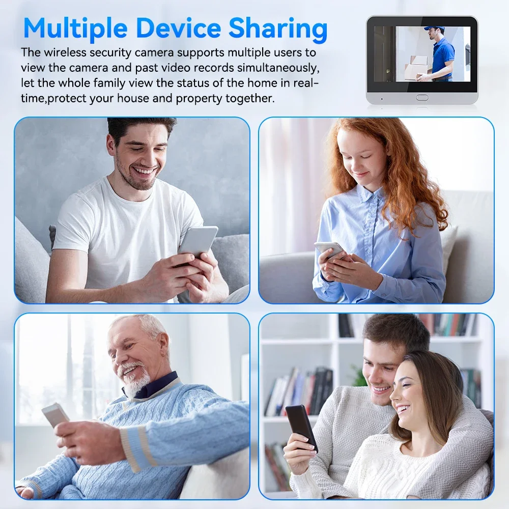 Elecpow ثقوب الباب الرقمي الذكية تويا واي فاي ثقب الباب كاميرا 1080P 4.3 بوصة PIR للرؤية الليلية كشف الحركة جرس الباب