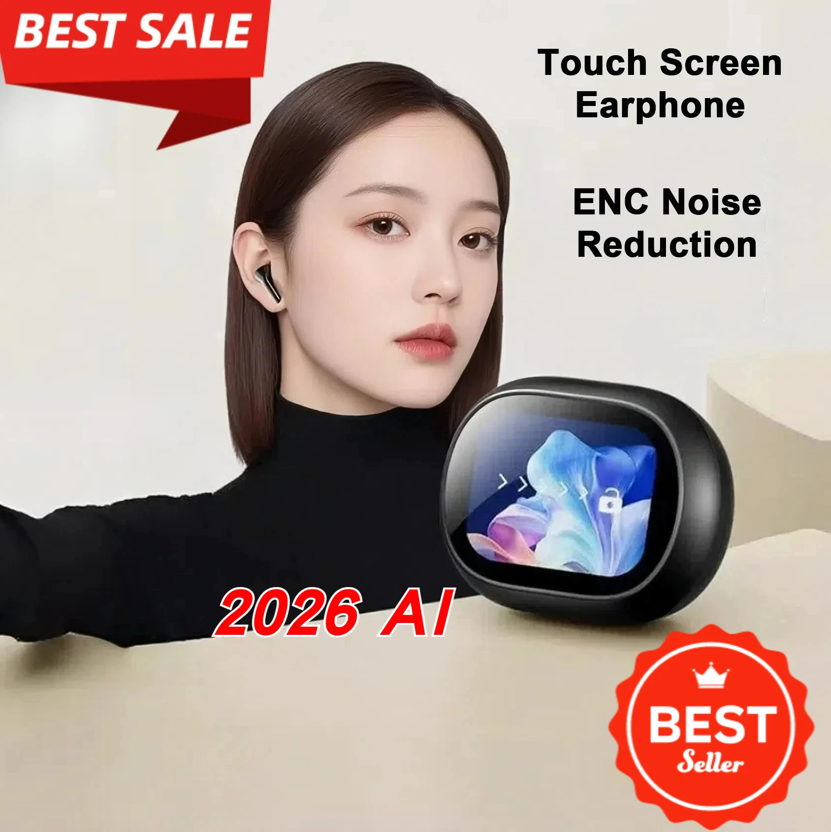 

Advanced Aipro Touch Control Bluetooth Earphone AI Translation 40H Playtime IPX7 Waterproof for Gym Running Durable