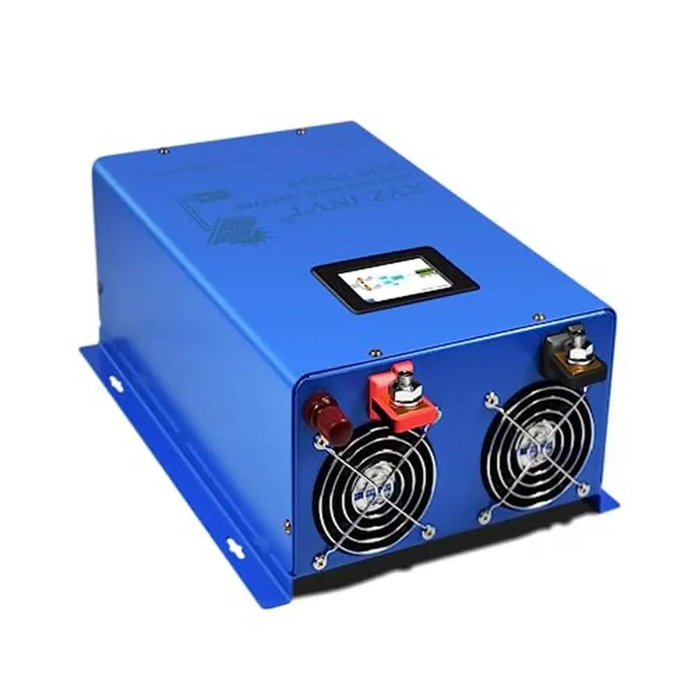 7000W Split Phase Pure Sine Wave Off-Grid Inverter 24V DC to 120/240V AC LCD Display 2 Circuit AC Outputs Universal Plug Ideal