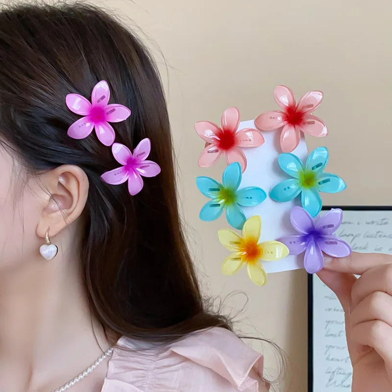 Dopamine Gradient Egg Flower Acrylic Hair Claws for Women Premium Partysu Accessories Headdress Charms Small Bang Duckbill Clips image 2
