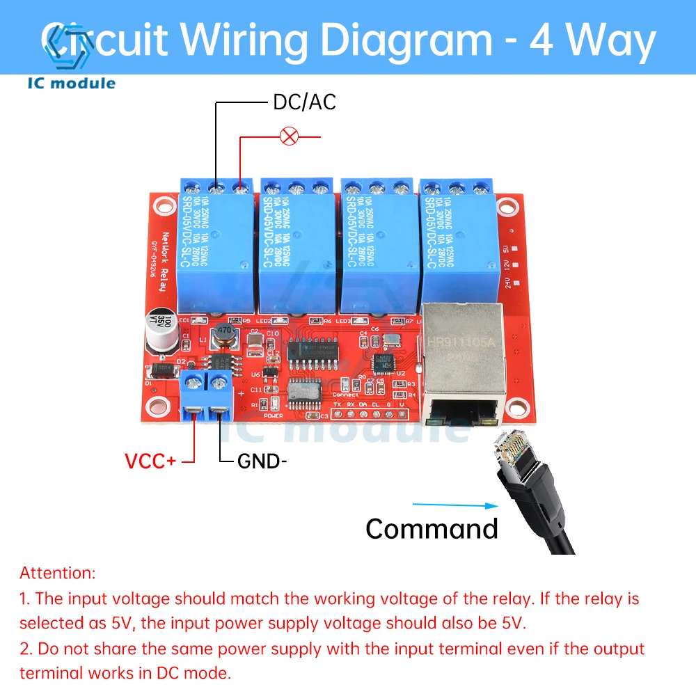 DC 5V/12V/24V 4/8 Way TCPIP Network Ethernet Relay Module Switch LAN Control Smart Device Remote Control