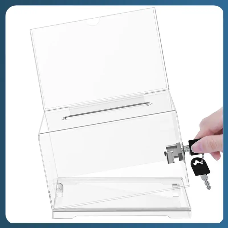 

Y22A-Clear Donation Box With Lock,2 Pack Ballot Box With Sign Holder,Suggestion Box For Fundraising, Voting Box