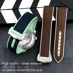 19mm 20mm 18mm Natural Rubber Silicone Watchband for Omega Seamaster White Pink Brown Watch Strap Soft Colorful Wristband