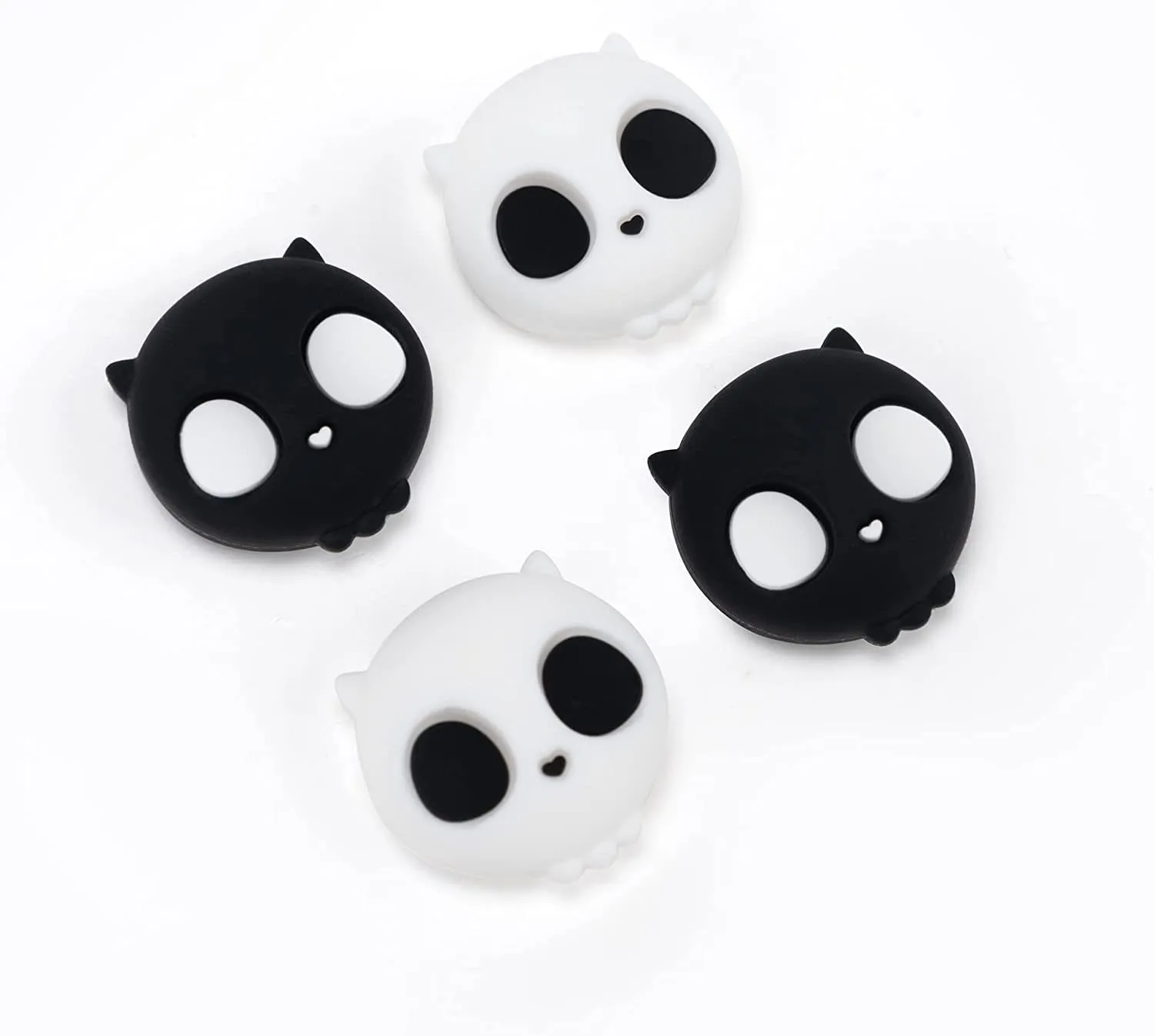 GeekShare Cute Halloween Silicone Skull Joycon Thumb Grip Caps, Joystick Cover Compatible with Steam Deck ,4PCS White and Black