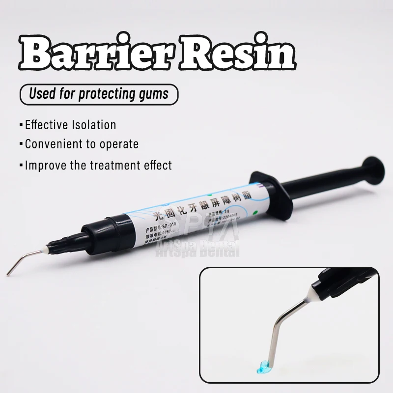 

Dental Barrier Resin Material Protection for Dentin Treatment Area Isolation Gel Reduction of Oral Curing Light