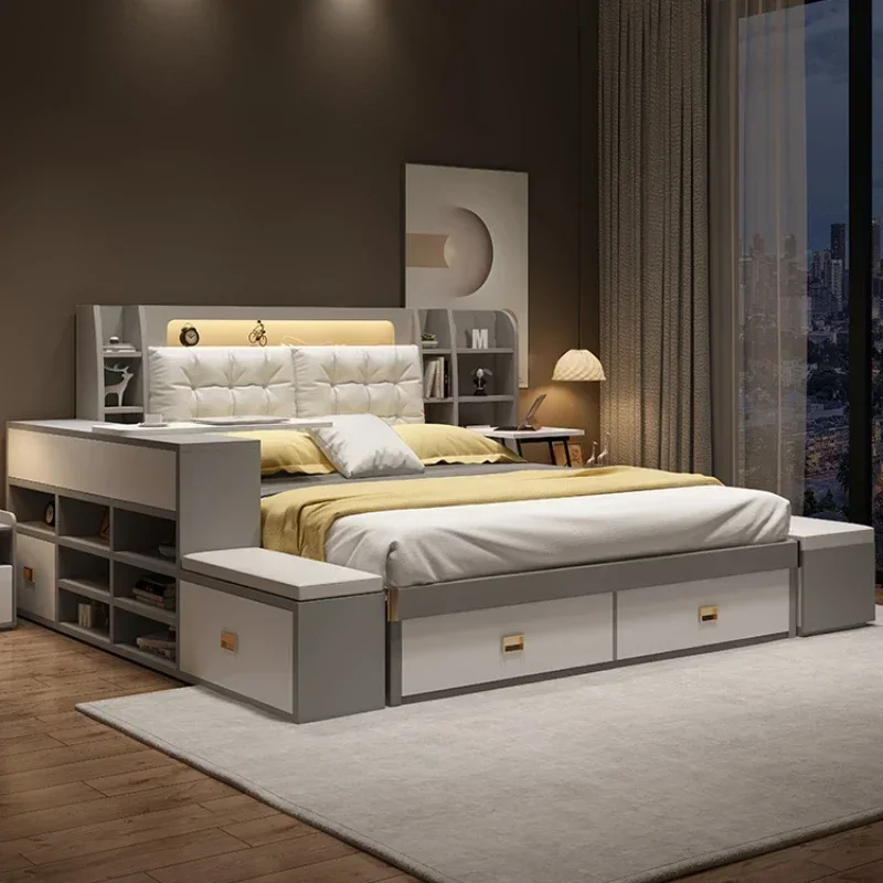 Support Storage Double Bed Frame Nordic Pretty Luxury Living Room Double Bed Hotel Modern Cama Matrimonial Bedroom Furniture