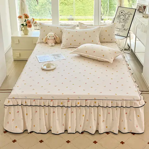 1pc Quilted Bed Skirt with Lace Single/Queen/King/ Size Comfortable Bedsheet with Skirts Thickened Bedskirt 침대스커트