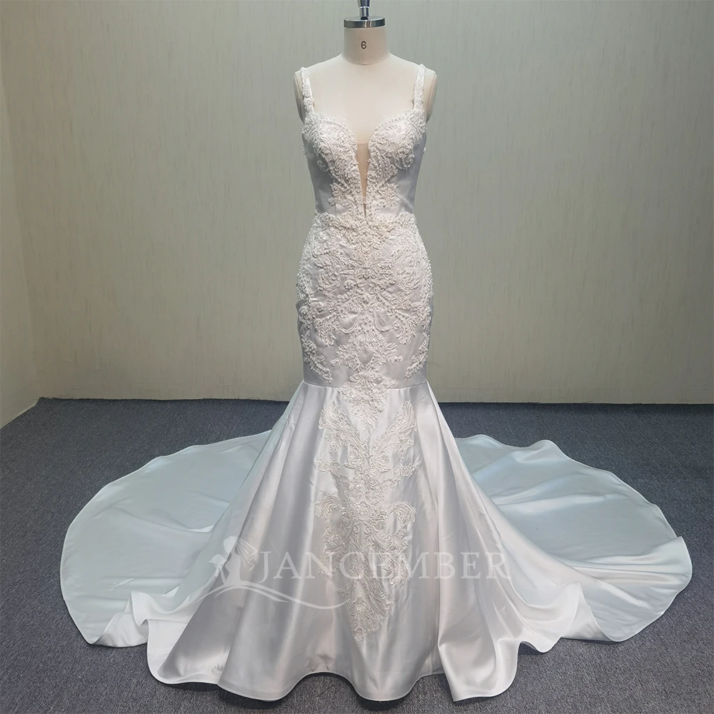 

Customized Glitter Wedding Dresses For Women 2025 Bride Romantic Lace Sleeveless Mermaid Boho Bridal Gown vestidos de novia boda