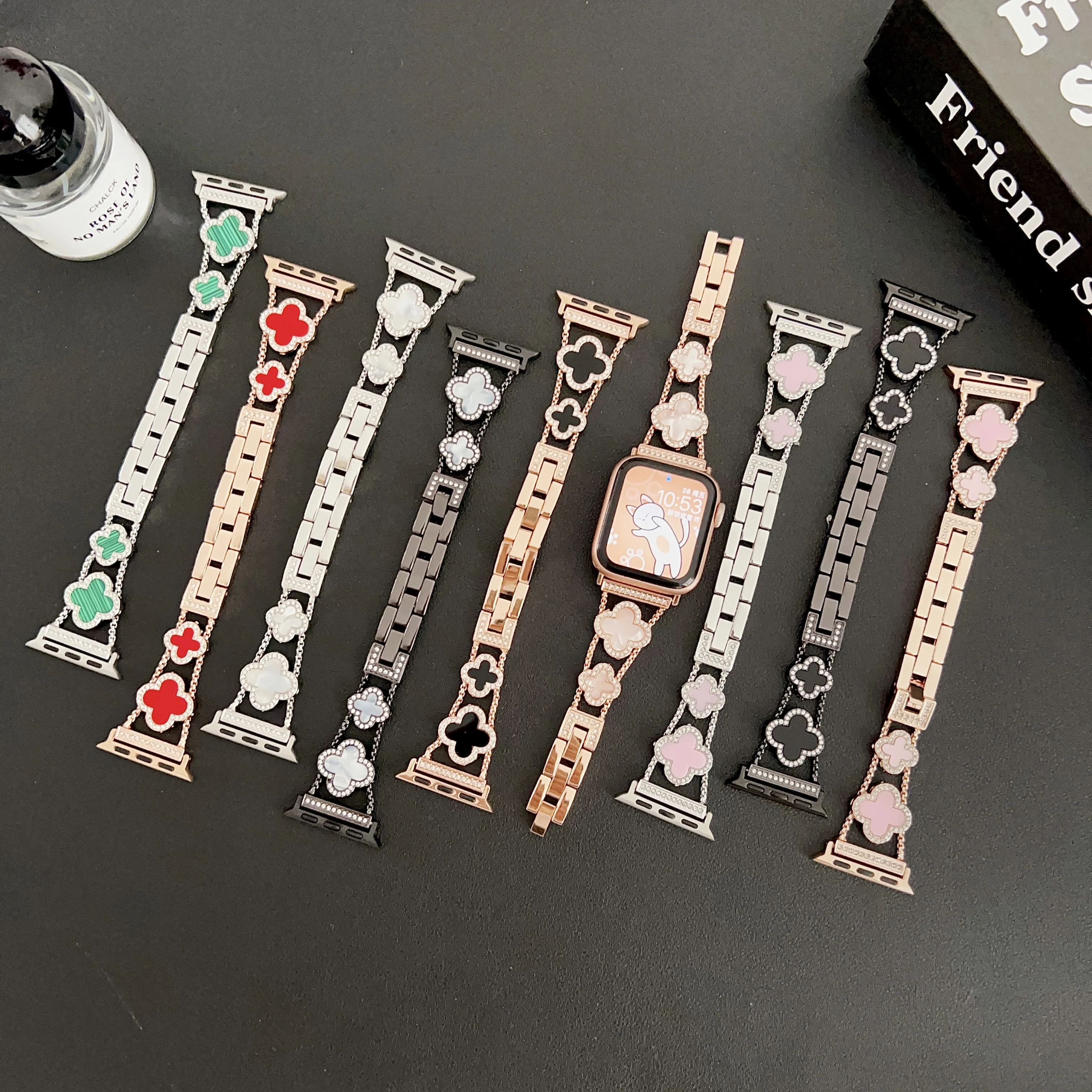 Colorful Clover Metal Bracelet for Apple Watch Ultra 2 49mm S10 46mm 42mm 45mm 44mm 41 40 38mm Elegant Women's Strap S9 S8 S7 SE