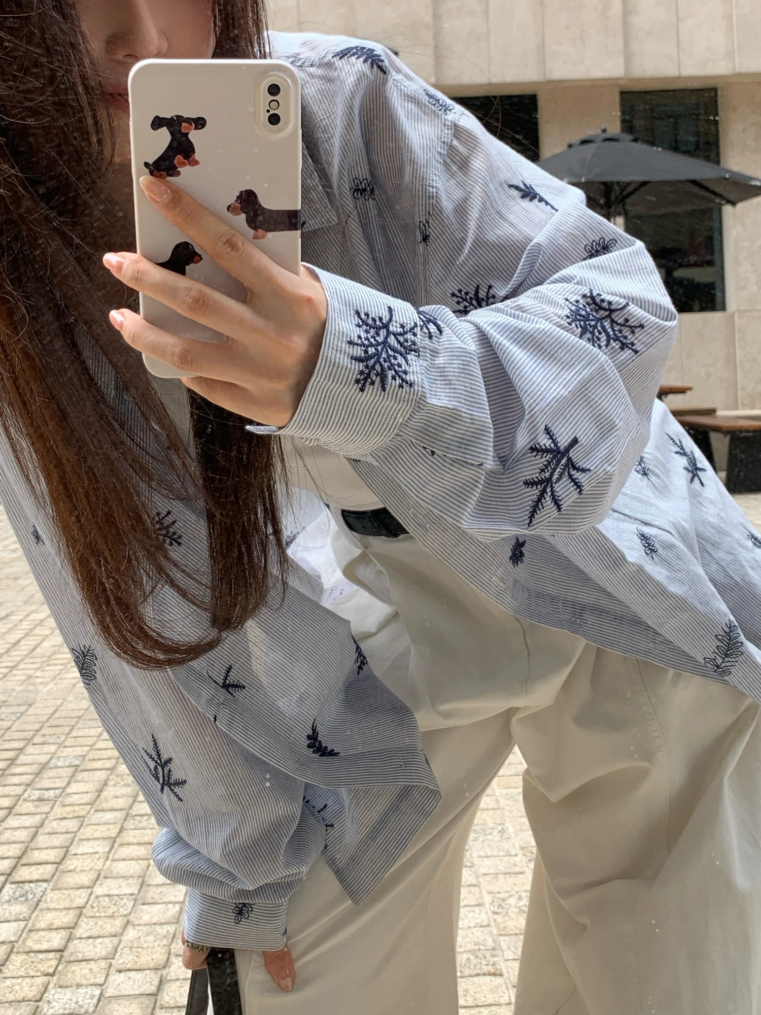 

Ele Embroidered Cotton irt Loose Long Sve Autumn Faion plus Size Women's Clothing Breathable Comfortable Casual irt