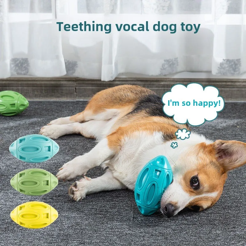 Pet dog toy ball dog bite toy Bite-resistant rugby teething vocal dog toy