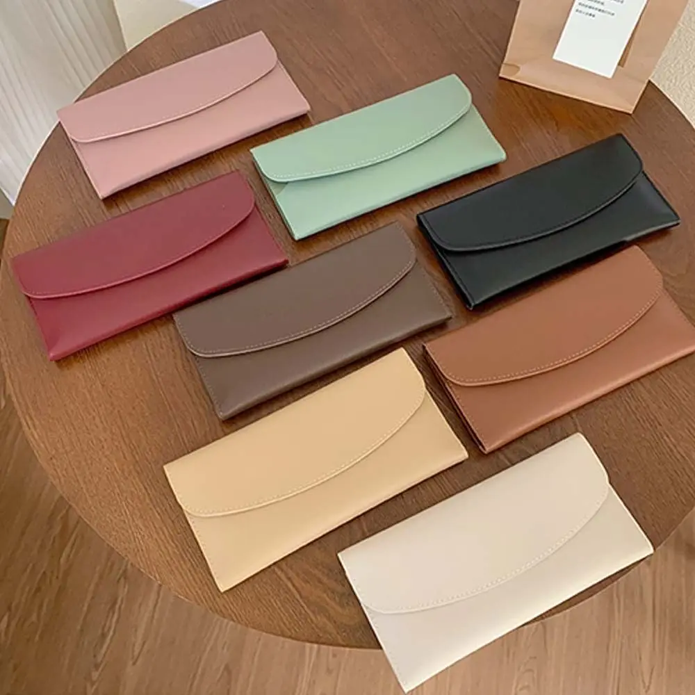 Eleganti portafogli con busta in pelle PU Portatili multifunzionali da donna Pochette lunga Portamonete Borsa per il cambio in stile coreano all'aperto