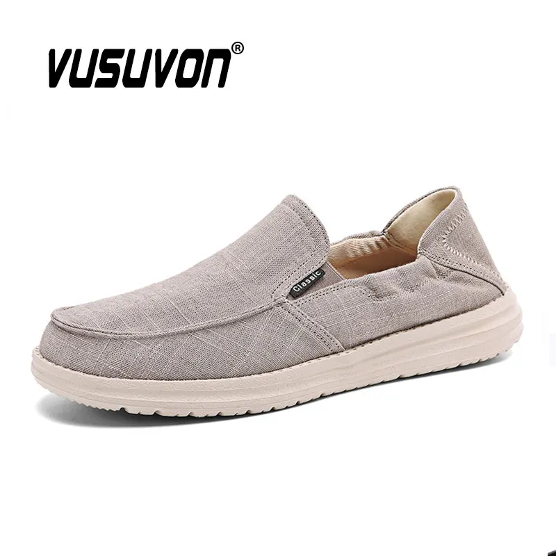 Summer Denim Canvas Men Breathable Casual Shoes Outdoor Non-Slip Sneakers Comfortable Driving Flats Black Loafers Big Size 39-47