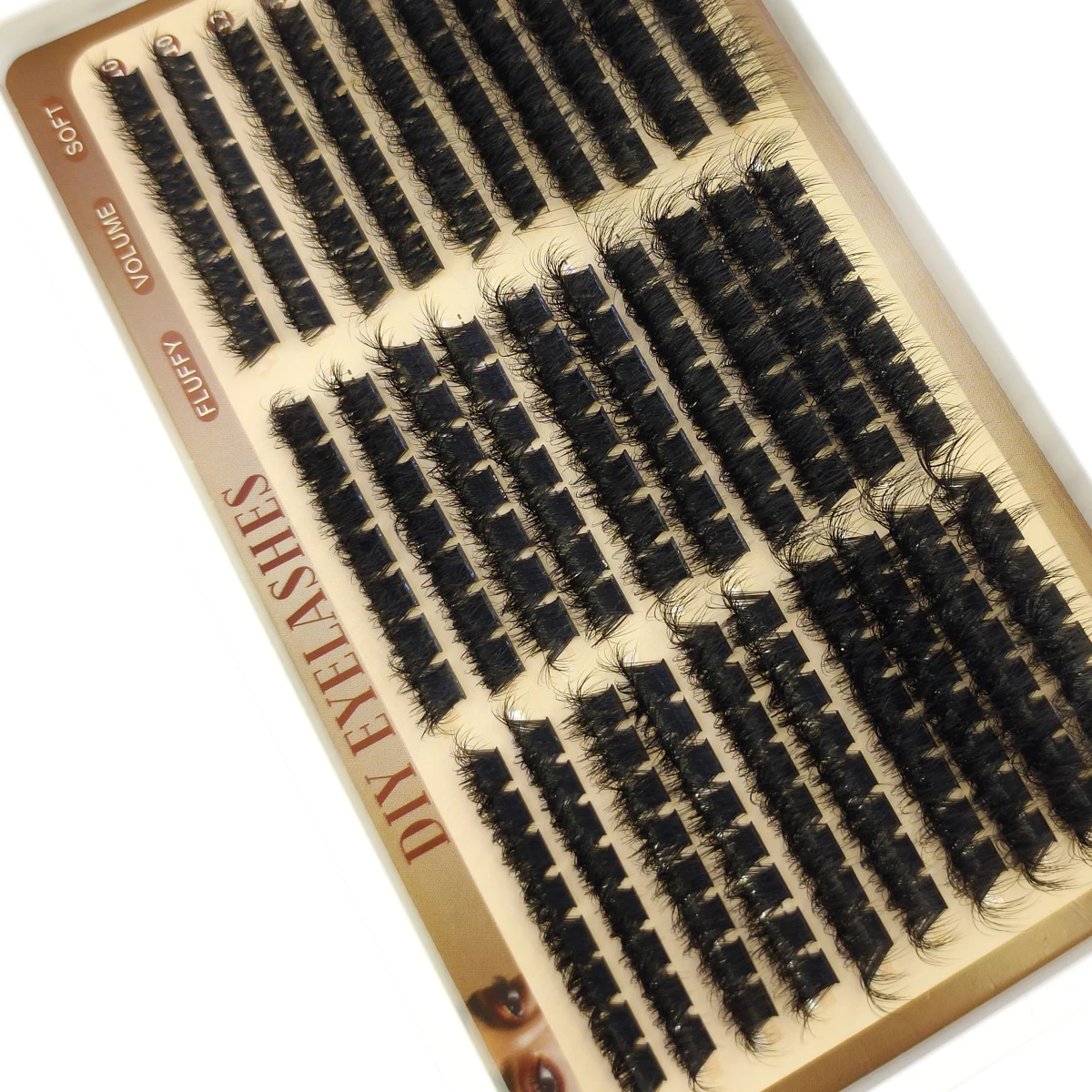 AMSDCN 5D 30rows 30-200P D Curl bottom spikes Mixed Length Tray DIY Natural Look Reusable Eyelash Extensions