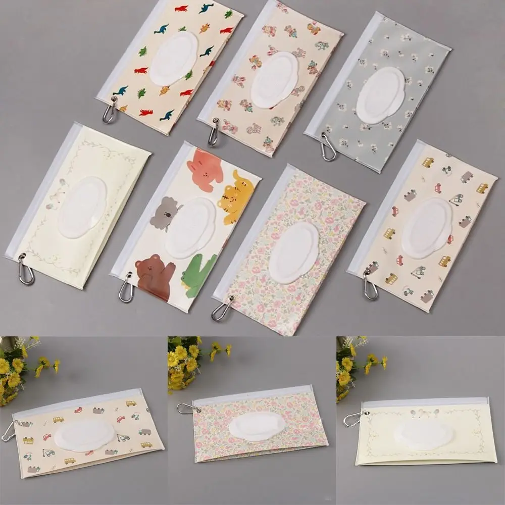 Cute Fashion Portable Carrying Case Flip Cover Stroller Accessories Wipes Holder Case Wet Wipes Bag Tissue Box Cosmetic Pouch