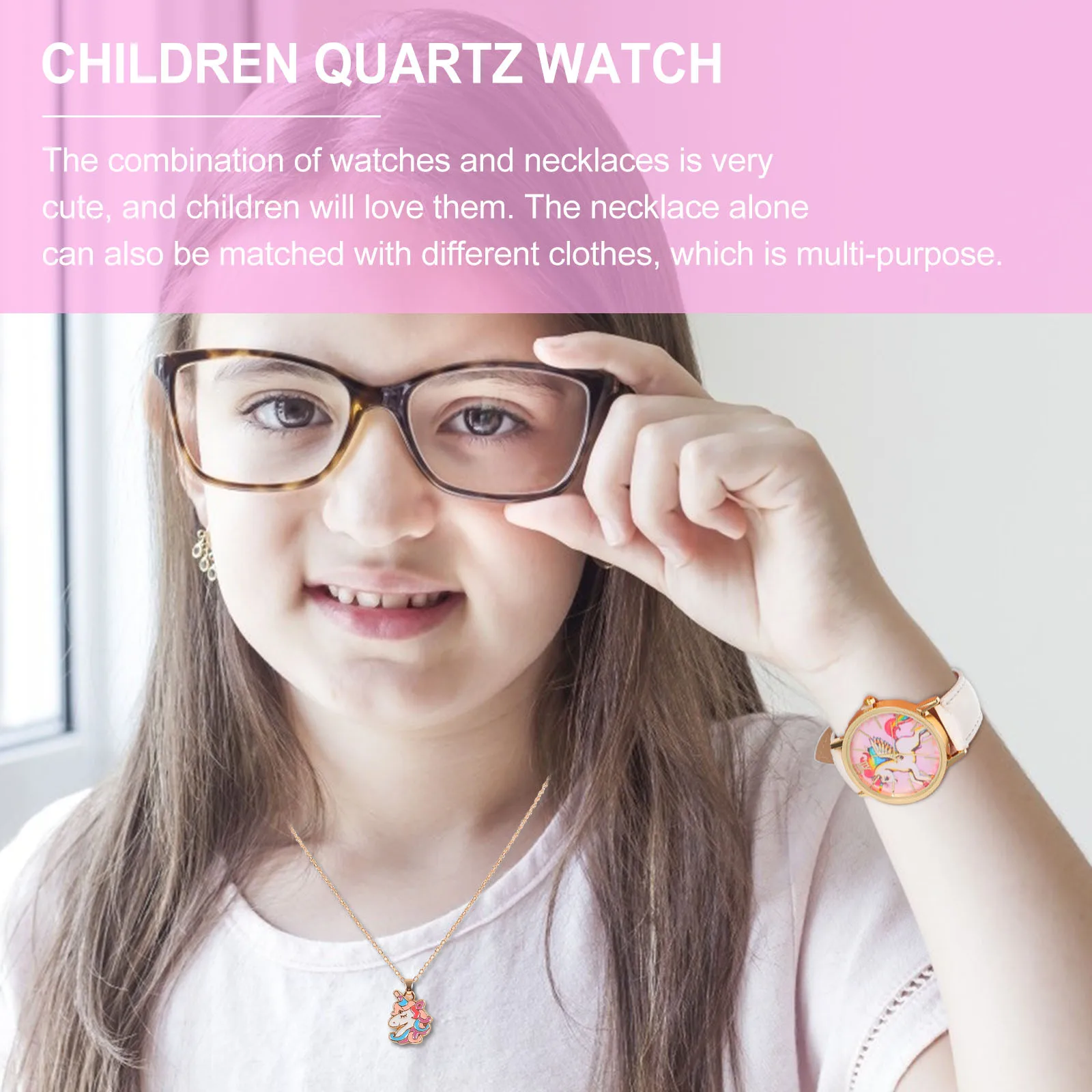 1Set Hand Chain Watch Cartoon Unicorn Design Exquisite Wristwatch for Comfortable Durable Birthday Christmas Party