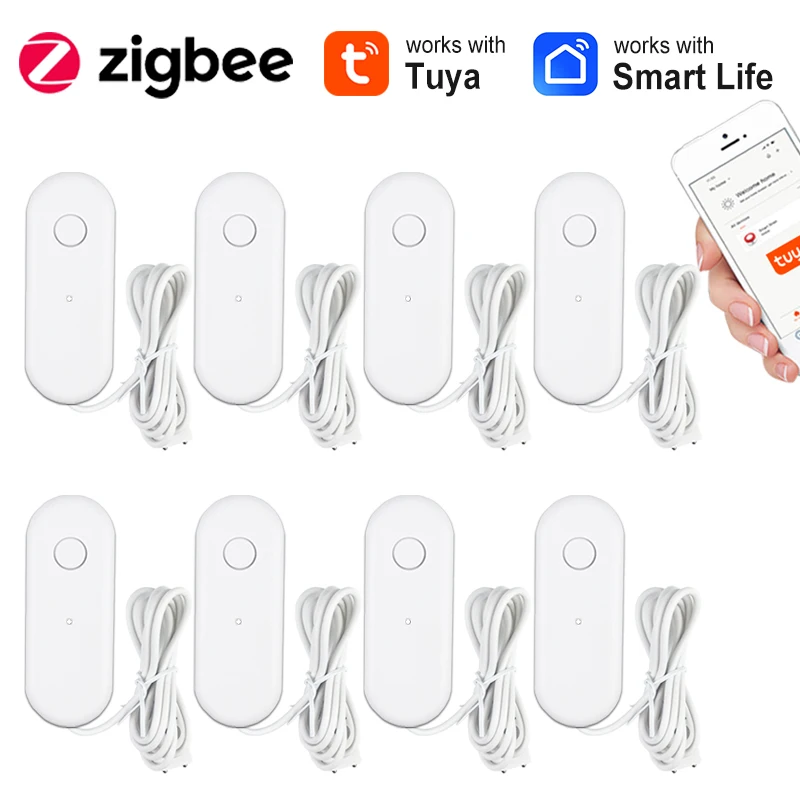 

Датчик утечки воды Tuya Zigbee, детектор наводнения жидкости, приложение Smart Life, сигнализация перелива для дома и кухни, требуется шлюз-концентратор Zigee