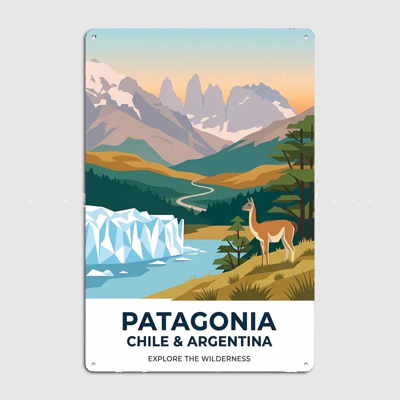 Patagonia Chile & Argentina Travel Poster Metal Sign Life Wall Custom Bedroom Indoor Home Wall Decor Posters Room Decoration
