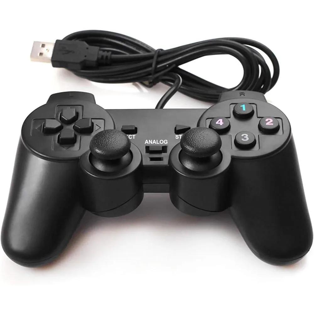 USB Wired Controller for WinXP/Win7/Win8/Win10/PS2 Dual Vibration Motor Plug and Play for PS2 1.1/2.0 Gamepad for PC Laptop