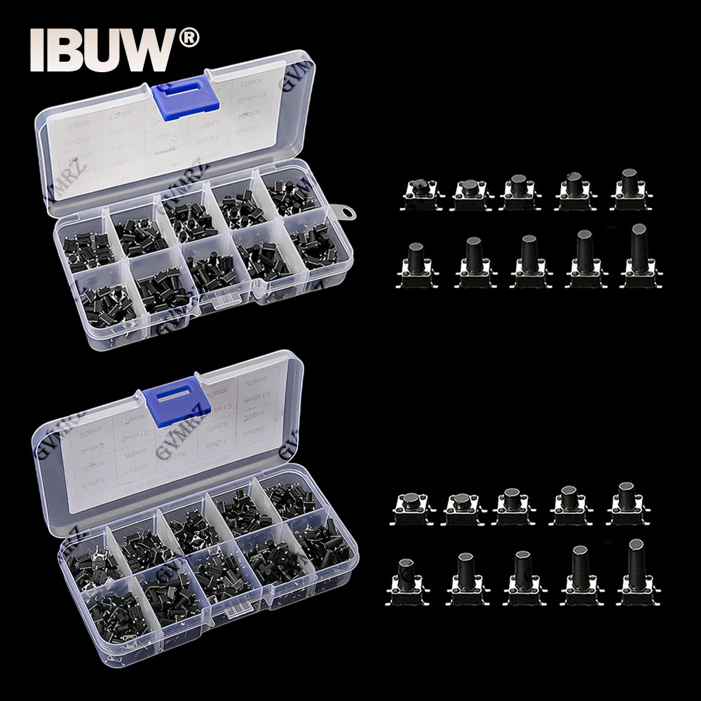 10Values/box 6*6 Tact Switch Tactile Push Button Switch Kit Height: 4.3 5~13MM DIP 4P micro switch 6x6 Key switch For Arduin