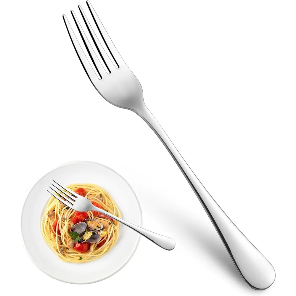 

16-Piece Dinner Forks Set: 8" Top-Grade Stainless Steel, Mirror Finish, Dishwasher Safe for Home/Restaurant.
