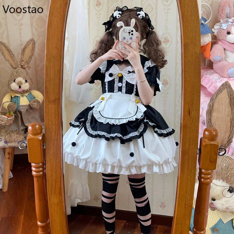 Sweet Lolita Op Dress Japanse Vrouwen Victoriaans Kant Kleine Klokkenboog Eed Meid Prinsessenfeestjurken Meisjes Harajuku Kawaii Jurk