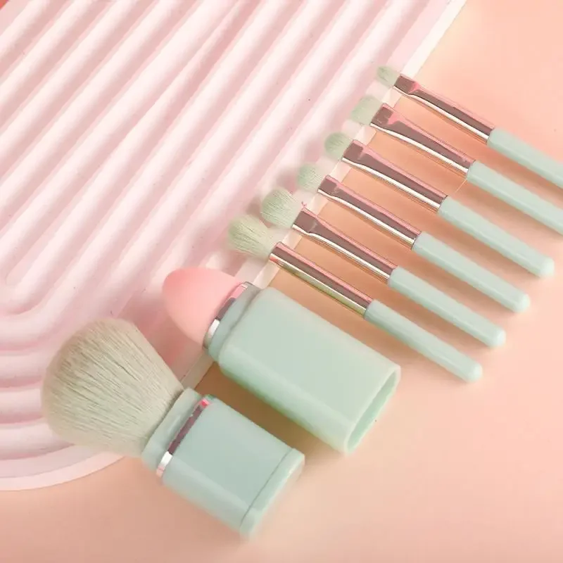 8 en 1 carré Portable télescopique brosse maquillage brosse ensemble ombre à paupières brosse correcteur beauté brosse outil maquillage brosse